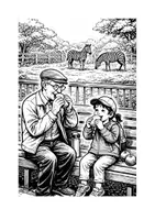 Vorschau - Mal- und Bastelvorlagen - Bildergeschichte zum Erzählen und Ausmalen - Ida und ihr Großvater: Zoobesuch | Kindergarten Grundschule | PDF - Seite 3