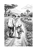Vorschau - Mal- und Bastelvorlagen - Bildergeschichte zum Erzählen und Ausmalen - Ida und ihr Großvater: Tag auf dem Bauernhof | Kindergarten Grundschule | PDF - Seite 1