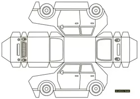 Vorschau - Mal- und Bastelvorlagen - Bastelvorlage 3D Papierauto Kunst Design - Seite 2