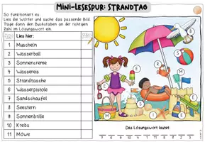 Vorschau - Arbeitsblätter - Mini-Lesespur Strandtag für Erstleser | 3-fach differenziert | Klasse 1–2 - Seite 2