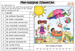 Vorschau - Arbeitsblätter - Mini-Lesespur Strandtag für Erstleser | 3-fach differenziert | Klasse 1–2 - Seite 3