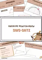 Vorschau - Arbeitsblätter - Dreiecke konstruieren (SWS-Satz Tafelmaterial) - Deckblatt