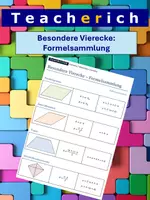 Vorschau - Arbeitsblätter - Besondere Vierecke (Parallelogramm, Raute, Deltoid, Trapez) - Formelsammlung - Deckblatt