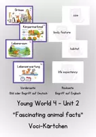 Vorschau - Prüfungsvorbereitung - Voci-Kärtchen Young World 4 Unit 2 "Fascinating animal facts" - Klett - Deckblatt