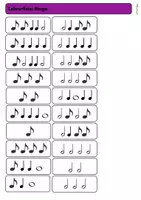 Vorschau - Spiele - Rhythmus-Bingo Musikunterricht Klasse 3/4 – Noten erkennen und hören - Seite 1