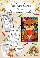 Vorschau - Mal- und Bastelvorlagen - Pop Art Kunst Doodle Otter, Ausmalbilder Otterklasse - Deckblatt