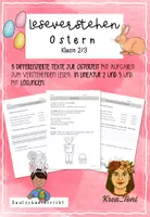 Vorschau - Arbeitsblätter - Lesen üben: Leseverstehen & Leseverständnis Ostern – 5 differenzierte Texte mit Aufgaben & Lösungen (Klasse 2, 3) - Deckblatt