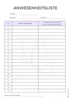 Vorschau - Anderer Materialtyp - Anwesenheitsliste Elternabend – Unterschriftenliste Eltern – Vorlage Schule : Klassenliste PDF 📝 - Seite 1