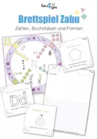 Vorschau - Stationenlernen - Brettspiel Zabu - Zahlen, Buchstaben und Formen - Homeschooling - Deckblatt