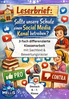 Vorschau - Fördermaterial/Inklusion - Social Media Kanal für unsere Schule? Leserbrief schreiben – 3-fach differenzierte Klassenarbeit mit Sachtext & Bewertungsraster | Deutsch Klasse 6/7 - Deckblatt