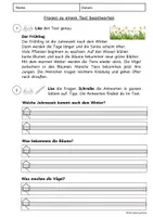 Vorschau - Arbeitsblätter - Leseverstehen | Sätze schreiben | Im Frühling | Klasse 2/3 - Seite 1