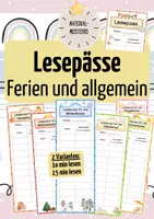 Vorschau - Aufgabenkarten - Lesepässe - allgemein und für jede Ferien - Deckblatt