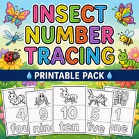 Vorschau - Arbeitsblätter - Insect Number Tracing Worksheets 1-10 | Spring Math Activities - Deckblatt