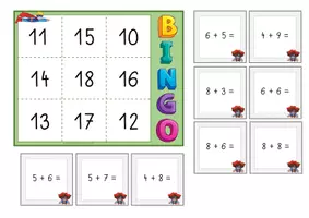 Vorschau - Anderer Materialtyp - Zahlenraum 20 Bingo – Spiel (Zehnerüberschreitung) - Seite 1