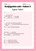 Vorschau - Arbeitsblätter - Konjugation sein + haben 2 - Deckblatt