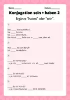 Vorschau - Arbeitsblätter - Konjugation sein + haben 2 - Seite 1
