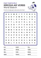 Vorschau - Arbeitsblätter - Past Participle Irregular Verbs Word Search Worksheet - Seite 2