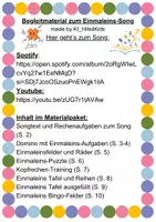 Vorschau - Arbeitsblätter - Einmaleins‑Material: Songtext, Spiele und Übungsblätter - Seite 1
