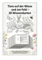 Vorschau - Mal- und Bastelvorlagen - Tiere der Wiese und des Feldes – Komplettpaket: 28 Wissenskarten, Steckbriefe, Ausmalbilder & Quiz - Seite 1