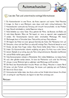 Vorschau - Arbeitsblätter - Automechaniker Lesetext einfach verständlich mit Aufgaben + Lösungen und Wortspeicher Leseverstehen - Seite 3