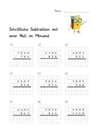 Vorschau - Arbeitsblätter - Maxi-Paket: Schriftliche Subtraktion (9 Übungsblätter und 2 x AB Textaufgaben) mit Lösungen - Seite 1