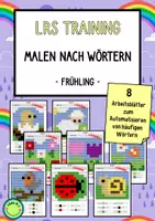 Vorschau - Unterrichtsreihen - LRS Training Malen nach Wörtern Sichtwortschatz Frühling 8 ABs Pixelbilder Förderung - Deckblatt
