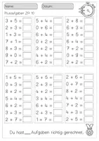 Vorschau - Arbeitsblätter - 5 Minuten rechnen Blitzrechnen Mathe Klasse 1 ZR 10 & 20 - Seite 1