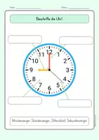 Vorschau - Arbeitsblätter - Die Uhr lernen – ganze Stunden (0–12 & 0–24 Uhr) | Arbeitshefte - Seite 3
