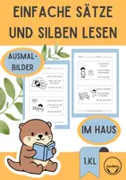 Vorschau - Arbeitsblätter - GROSSBUCHSTABEN Thema Im Haus Silben lesen und Wörter lesen üben 1. Klasse Leseblätter - Deckblatt