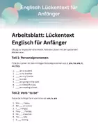 Vorschau - Arbeitsblätter - English Grammatik Arbeitsblatt Wörter einsetzten Anfänger - Deckblatt