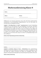 Vorschau - Stundenentwürfe - 📘 Mathematik Klasse 8 – VERA-8 Kompetenztraining - Deckblatt