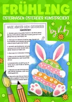 Vorschau - Mal- und Bastelvorlagen - Osterhase hinter dem Osterei - Kunstprojekt für Ostern & Frühling - Deckblatt