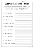 Vorschau - Arbeitsblätter - Zusammengesetzte Nomen im Sommer, 2 Lineaturen, Klasse 2, Klasse 3 - Seite 2