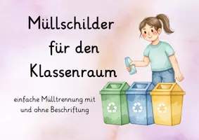 Vorschau - Poster - Müllschilder für den Klassenraum - mit und ohne Beschriftung - Deckblatt