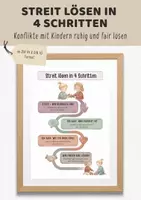 Vorschau - Poster - Konflikte lösen mit Kindern – Poster Streit lösen in 4 Schritten (Kita & Grundschule) - Deckblatt