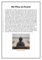 Vorschau - Stundenentwürfe - Kurzgeschichte "Der Platz am Fenster" - Inhalt - Gehalt - Merkmale - Kreatives Schreiben - Leseverständnis - Seite 1