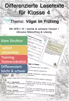 Vorschau - Arbeitsblätter - Vögel im Frühling – Lesetexte Klasse 4 | Klimawandel, Artenvielfalt & Landwirtschaft | Sachunterricht | differenziert - Deckblatt