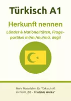 Vorschau - Arbeitsblätter - Türkisch A1 - Herkunft nennen: Länder und Nationalitäten - Deckblatt