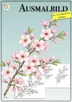 Vorschau - Mal- und Bastelvorlagen - AUSMALBILD „KIRSCHEBLÜTE“ (Japan, Kirsche, Frühling, Ostern, Aquarell malen) - Deckblatt