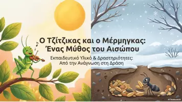 Προεπισκόπηση - Φύλλα εργασίας - Μύθοι του Αισώπου: "Ο Τζίτζικας και ο Μέρμηγκας" - Σελίδα 1