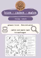 Vorschau - Arbeitsblätter - lesen - suchen - malen Schule Satzebene - Deckblatt