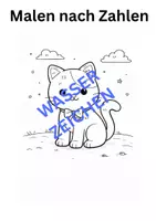 Vorschau - Arbeitsblätter - Katze Malen nach Zahlen - Ausmalbilder - Malen nach Rechnen - Deckblatt
