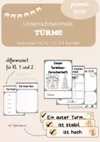 Vorschau - Unterrichtsreihen - Unterrichtseinheit: Türme bauen | Forscherheft | Kl. 1 & 2 - Deckblatt