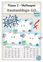 Vorschau - Spiele - Mathespie 1x1: Rechenbingo Einmaleinsreihen: 3, 6, 9 - Deckblatt
