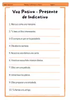 Vorschau - Arbeitsblätter - Voz Pasiva 10 frases_Presente de Indicativo & Indefinido - Deckblatt