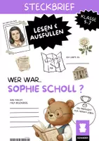 Vorschau - Arbeitsblätter - SOPHIE SCHOLL – Steckbrief: Arbeitsblatt Biografie Leseverstehen Weiße-Rose - Deckblatt