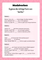 Vorschau - Arbeitsblätter - Übungen zu den Modalverben dürfen + sollen - Deckblatt