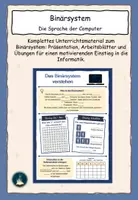 Vorschau - Arbeitsblätter - Binärsystem Unterrichtsmaterial: Präsentation, Arbeitsblätter und Übungen - Deckblatt