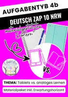Vorschau - Klassenarbeiten - ZP 10 Deutsch Aufgabentyp 4b "Tablets vs. analoges Lernen" - Deckblatt