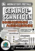 Vorschau - Arbeitsblätter - Gewindeschneiden (Innengewinden und Außengewinde) - Deckblatt
